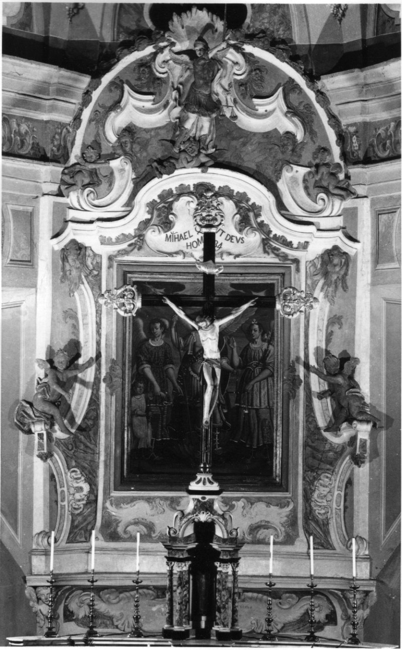 motivi decorativi a finti marmi con angeli (cornice architettonica, opera isolata) - bottega ligure (sec. XVIII)