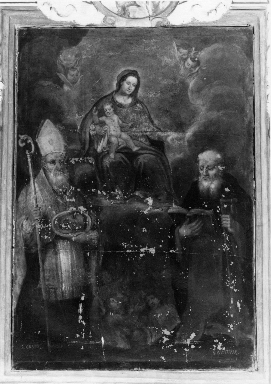 Madonna con Bambino, San Grato, San Antonio Abate e anime purganti (dipinto, opera isolata) - ambito ligure-piemontese (seconda metà sec. XVII)
