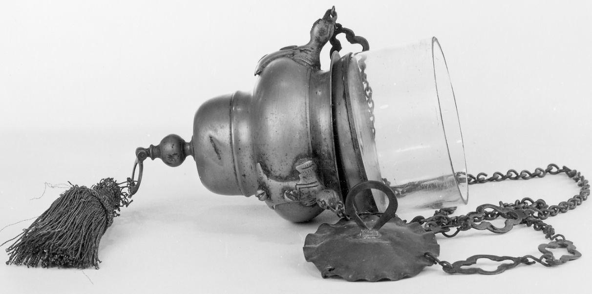 lampada pensile, opera isolata - bottega piemontese (seconda metà sec. XIX)