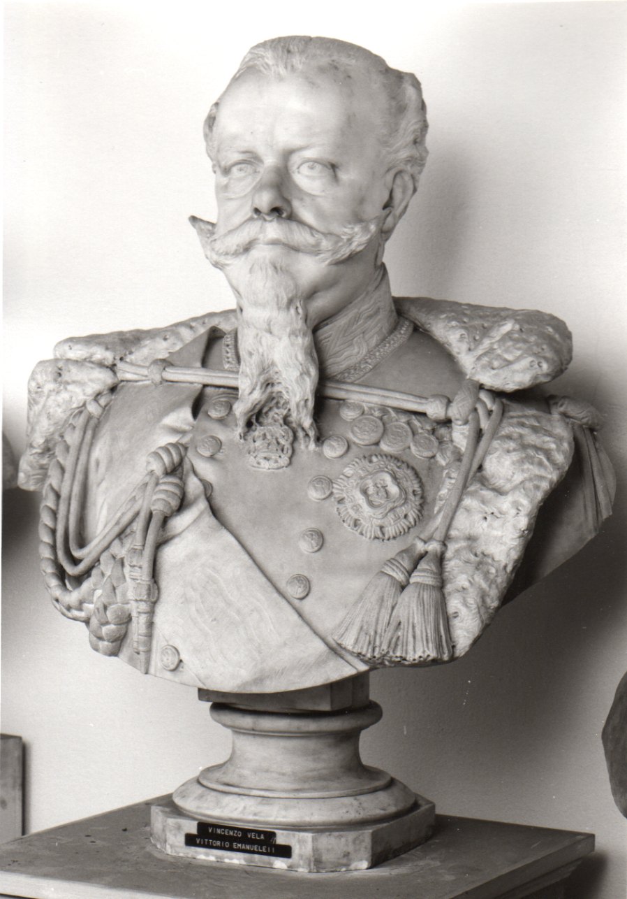 busto ritratto di Vittorio Emanuele II di Savoia (scultura, opera isolata) di Vela Vincenzo (metà sec. XIX)