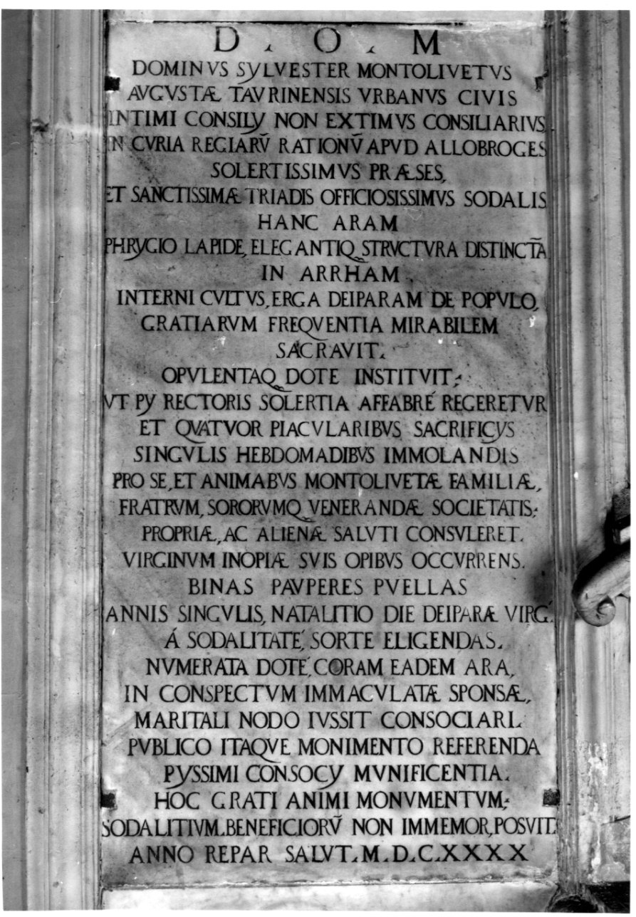 lapide commemorativa, opera isolata - bottega piemontese (secondo quarto sec. XVII)