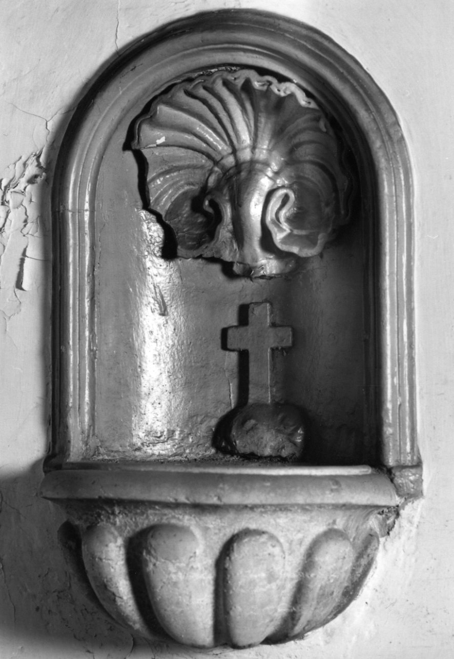 acquasantiera da parete, opera isolata - bottega piemontese (metà sec. XVIII)