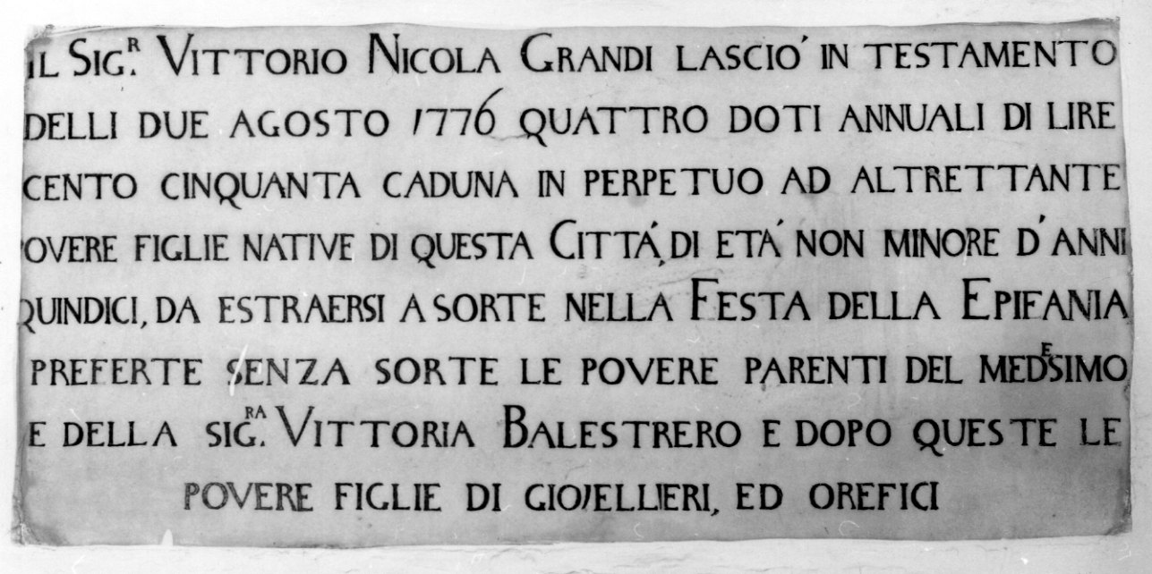 lapide commemorativa, opera isolata - bottega piemontese (ultimo quarto sec. XVIII)