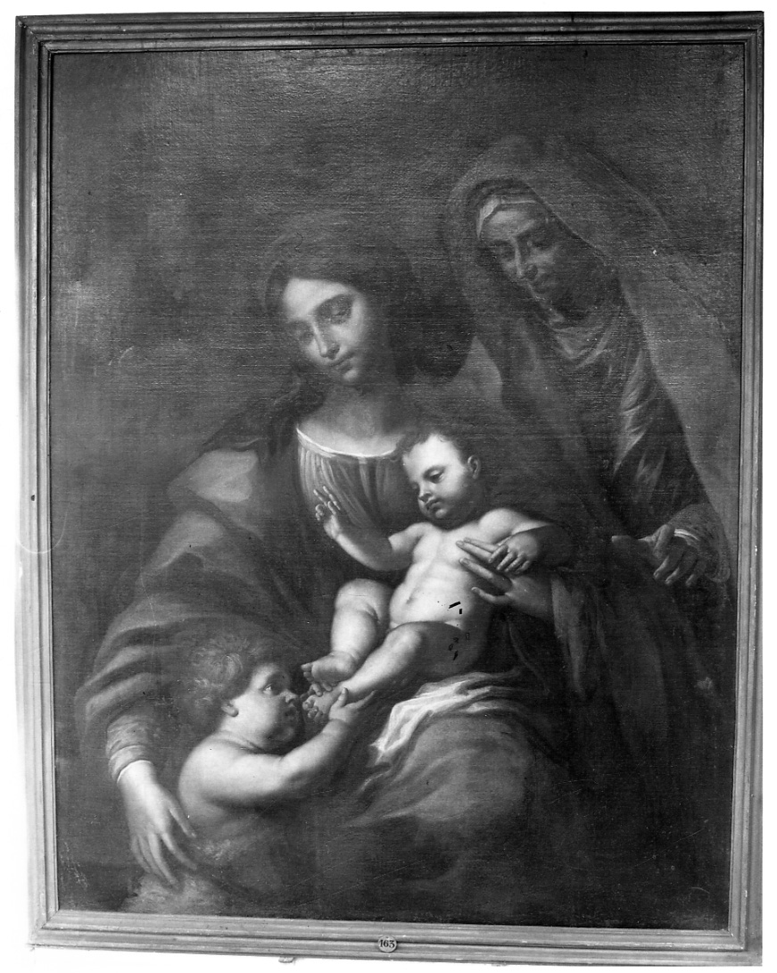 Madonna con Bambino, San Giovanni Battista bambino e Sant'Anna (dipinto, opera isolata) - ambito emiliano (seconda metà sec. XVII)