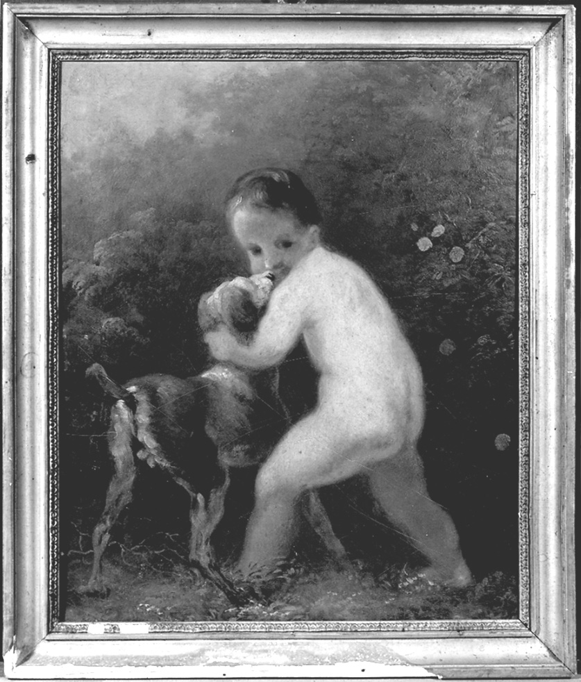 bambino con cane (dipinto, opera isolata) - ambito piemontese (prima metà sec. XIX)