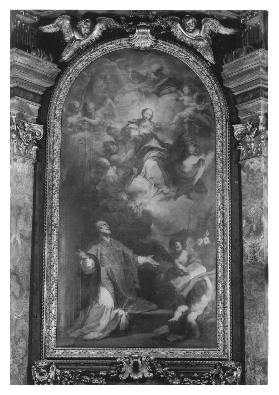 Immacolata Concezione e Dio Padre con San Filippo Neri (dipinto, opera isolata) di Conca Sebastiano (prima metà sec. XVIII)