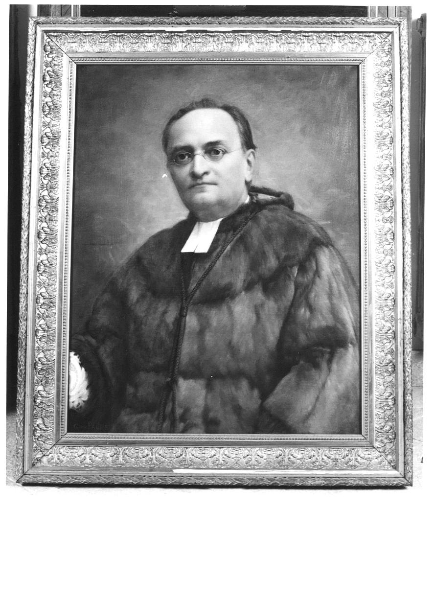 Canonico prof. Amedeo Bonnet, ritratto a mezza figura di Amedeo Bonnet (dipinto, opera isolata) di Clara Carlo (fine/inizio secc. XIX/ XX)