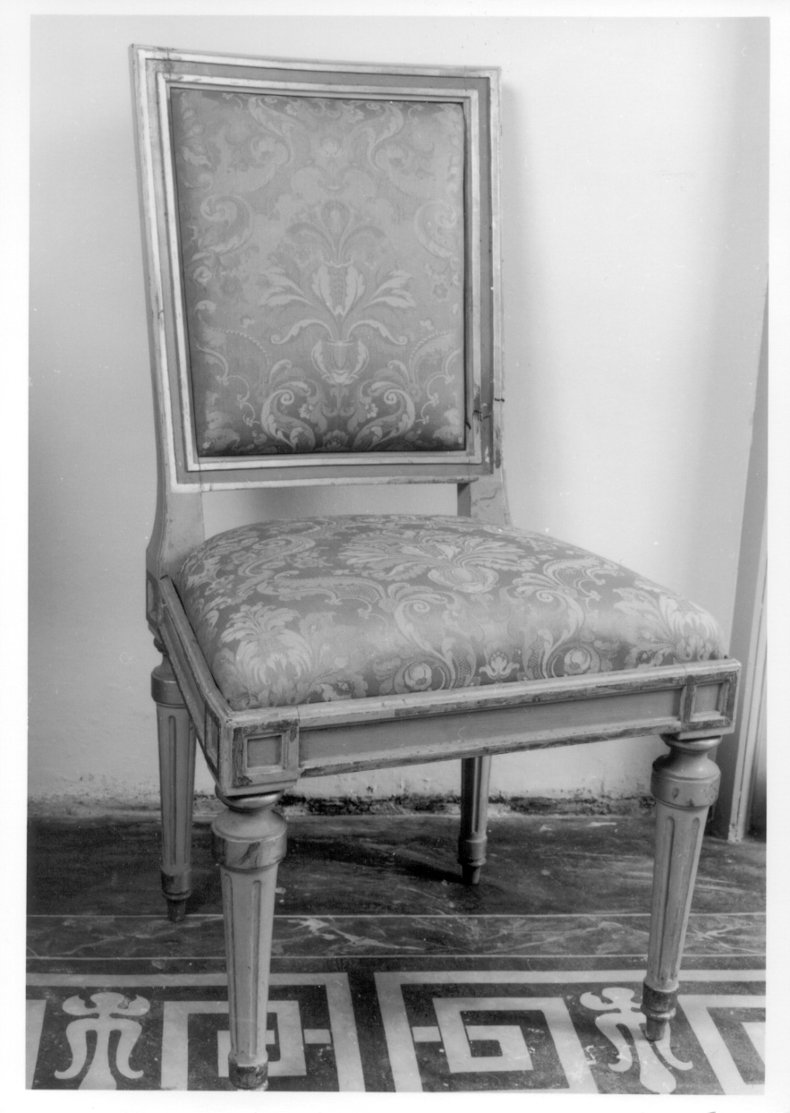 sedia, elemento d'insieme - produzione piemontese (ultimo quarto sec. XVIII)