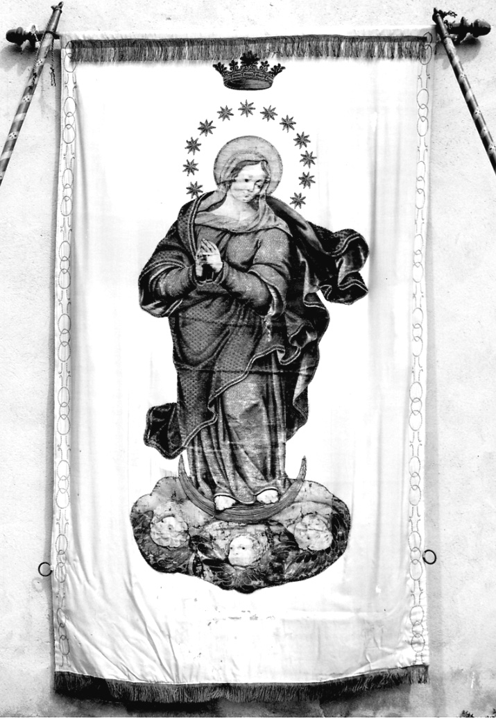 Madonna Immacolata (decorazione a ricamo, elemento d'insieme) - manifattura italiana (secondo quarto sec. XVII)