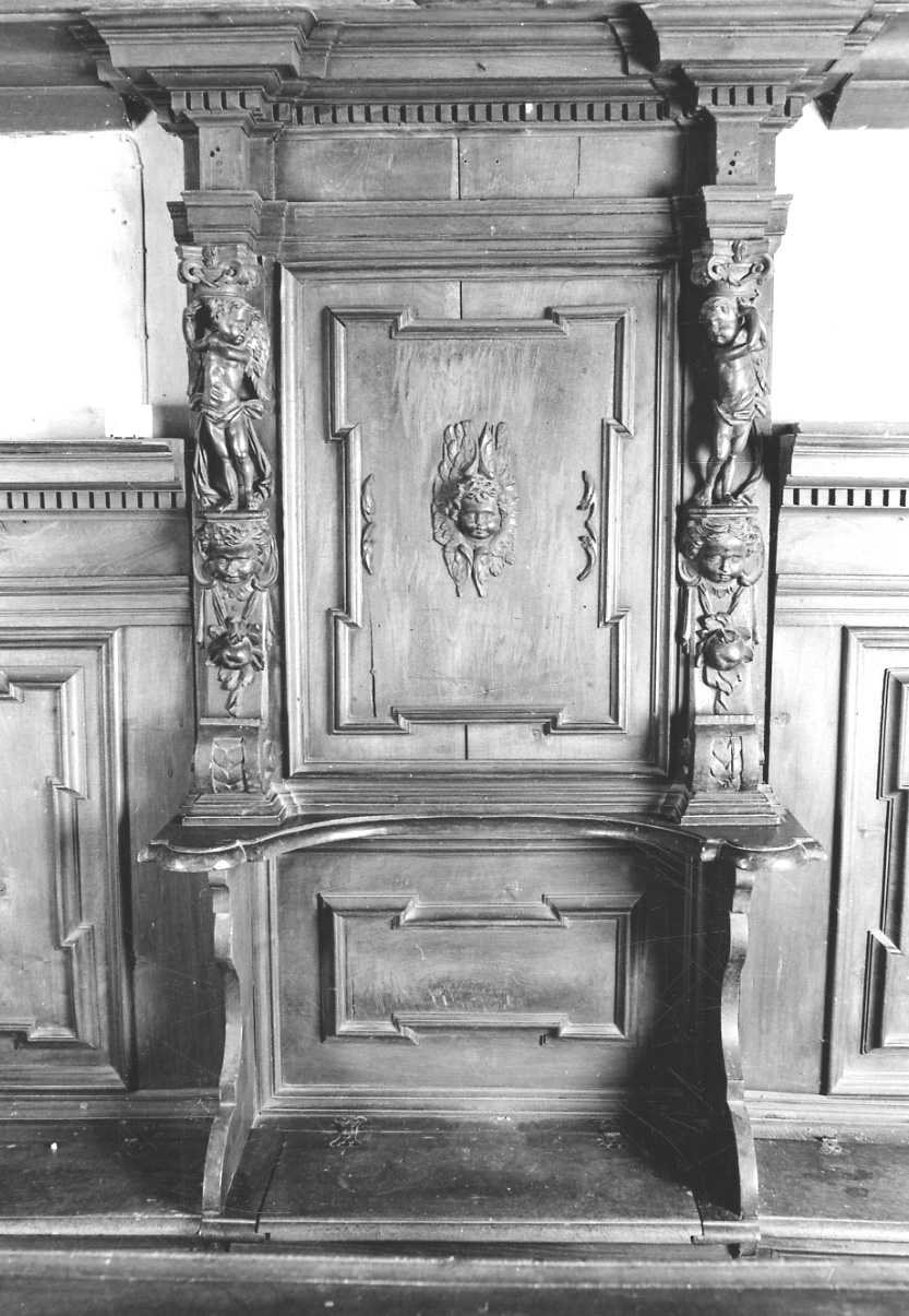 stalli del coro, serie - bottega della Valsesia (inizio sec. XVII)