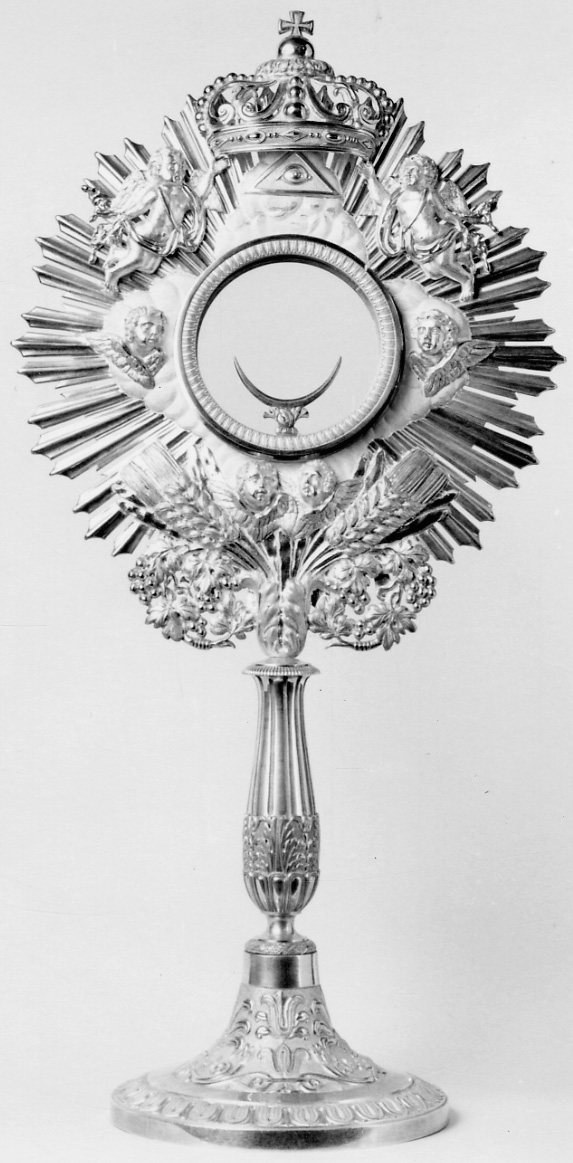 simboli eucaristici (ostensorio - a raggiera, opera isolata) - produzione lombardo-piemontese (ultimo quarto sec. XIX)