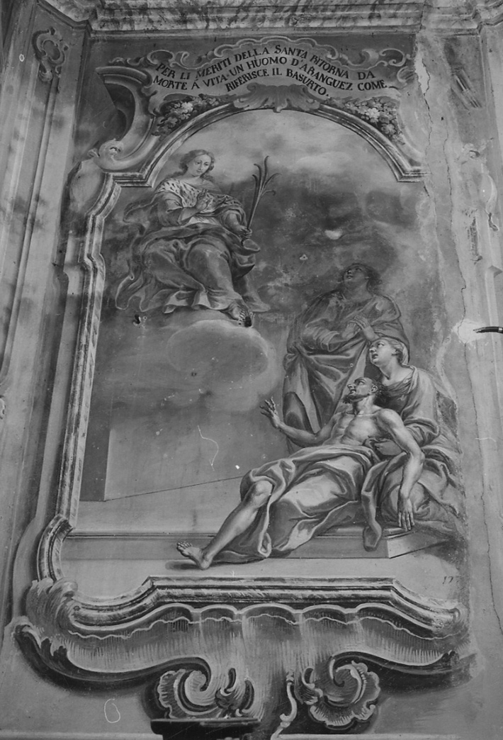 Sant'Eurosia resuscita un uomo (dipinto, elemento d'insieme) di Peracino Lorenzo il Vecchio (sec. XVIII)