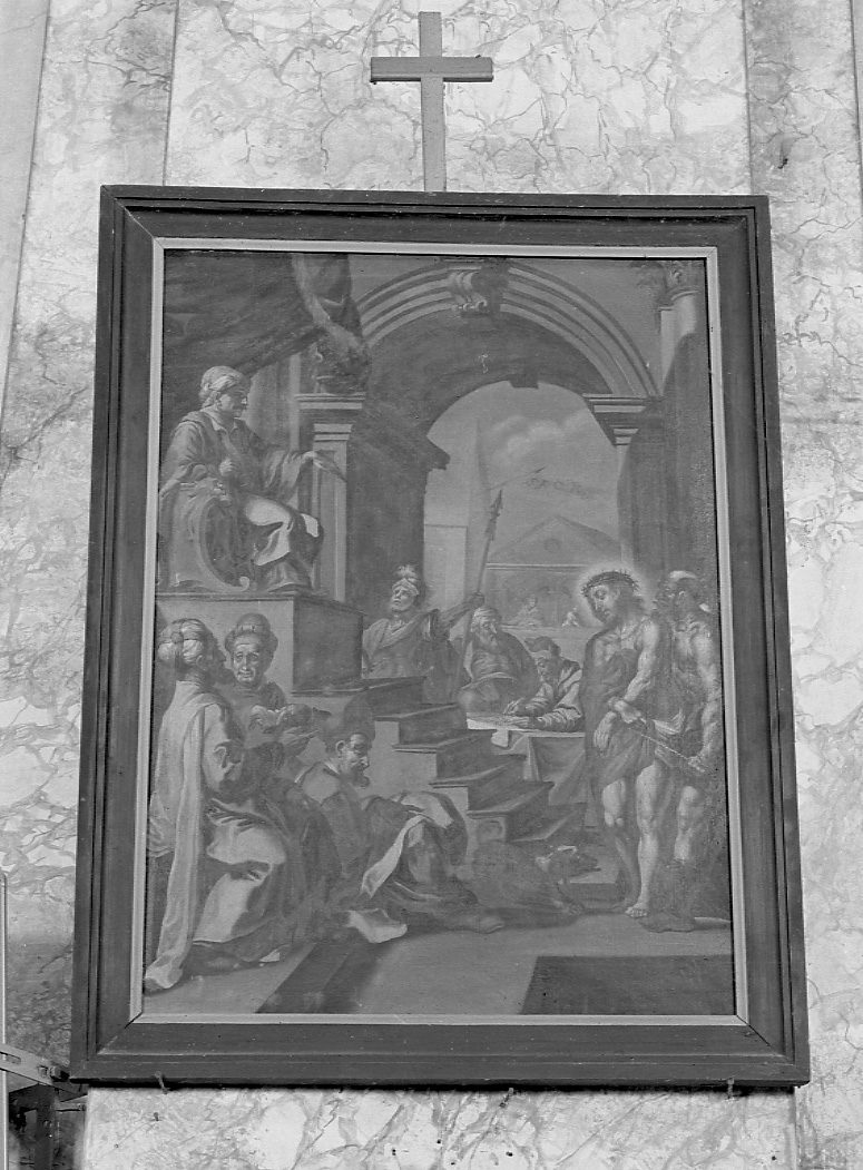 stazione I: Gesù condannato a morte (dipinto, elemento d'insieme) di Peracino Lorenzo il Vecchio (sec. XVIII)