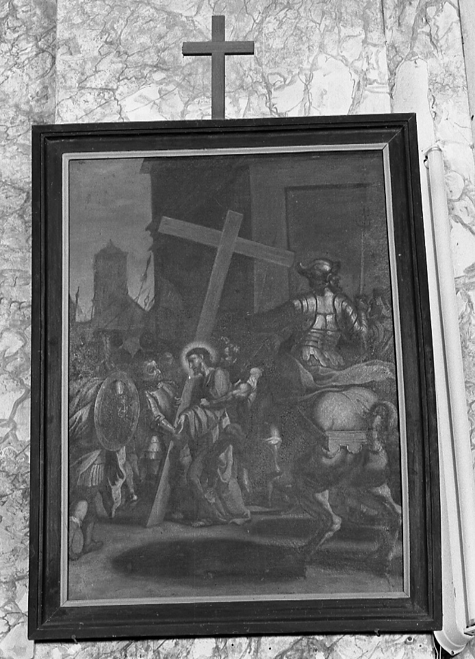 stazione II: Gesù caricato della croce (dipinto, elemento d'insieme) di Peracino Lorenzo il Vecchio (sec. XVIII)