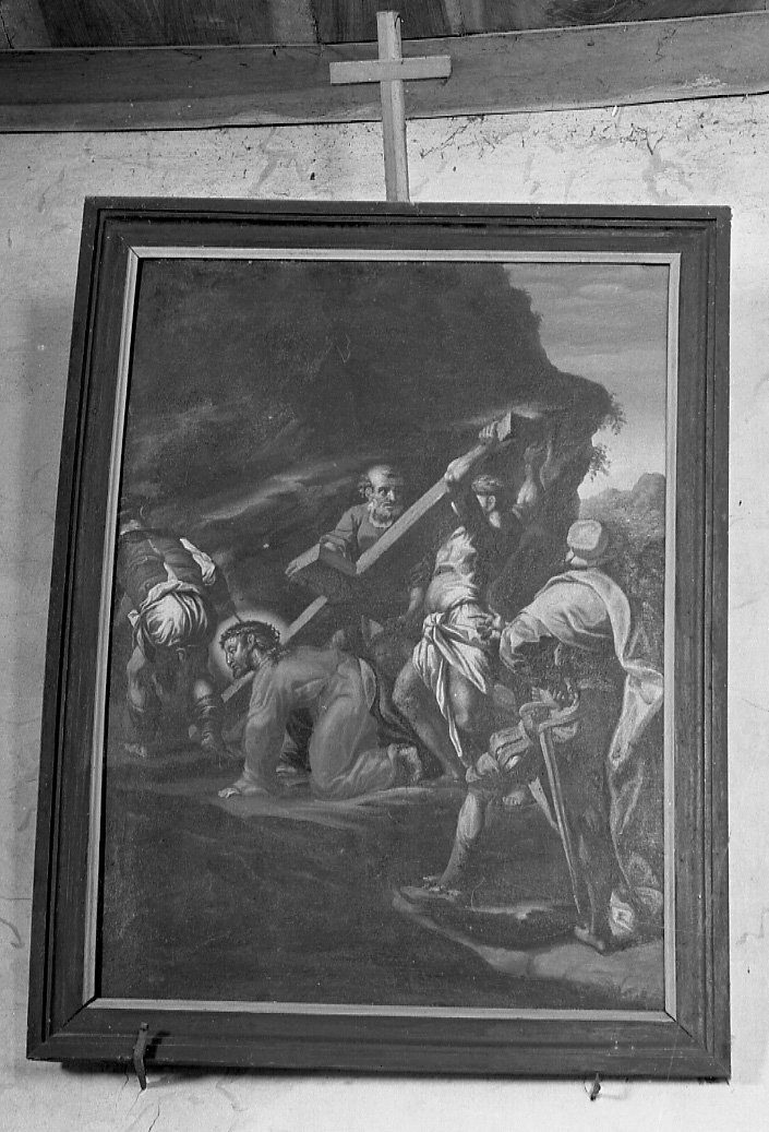 stazione V: Gesù aiutato da Simone il Cireneo a portare la croce (dipinto, elemento d'insieme) di Peracino Lorenzo il Vecchio (sec. XVIII)