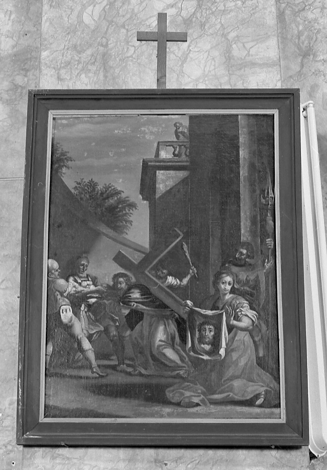 stazione VI: Gesù asciugato dalla Veronica (dipinto, elemento d'insieme) di Peracino Lorenzo il Vecchio (sec. XVIII)