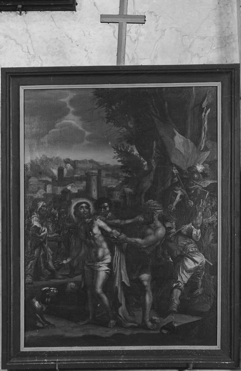 stazione X: Gesù spogliato e abbeverato di fiele (dipinto, elemento d'insieme) di Peracino Lorenzo il Vecchio (sec. XVIII)