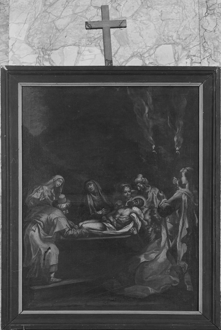 stazione XIV: Gesù deposto nel sepolcro (dipinto, elemento d'insieme) di Peracino Lorenzo il Vecchio (sec. XVIII)