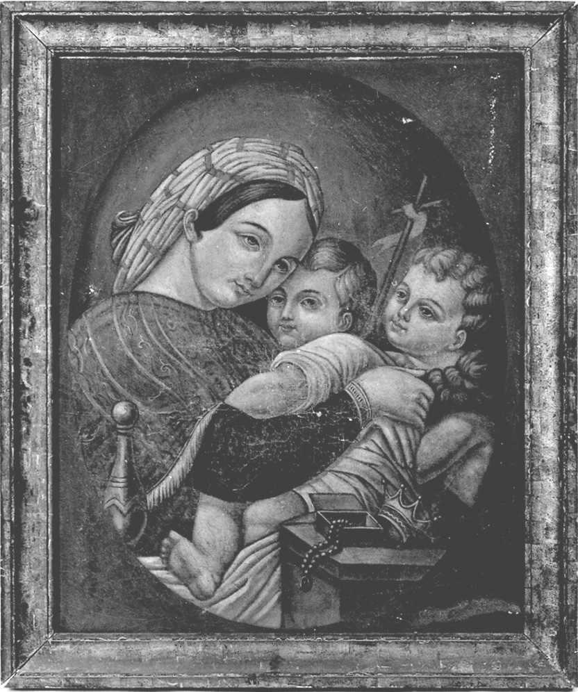 Madonna con Bambino e San Giovannino (dipinto, opera isolata) di Pizzera Giuseppe (sec. XIX)