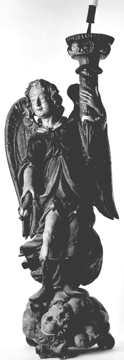 angelo reggicandelabro (candelabro - a statua, opera isolata) - ambito della Valsesia (sec. XVII)