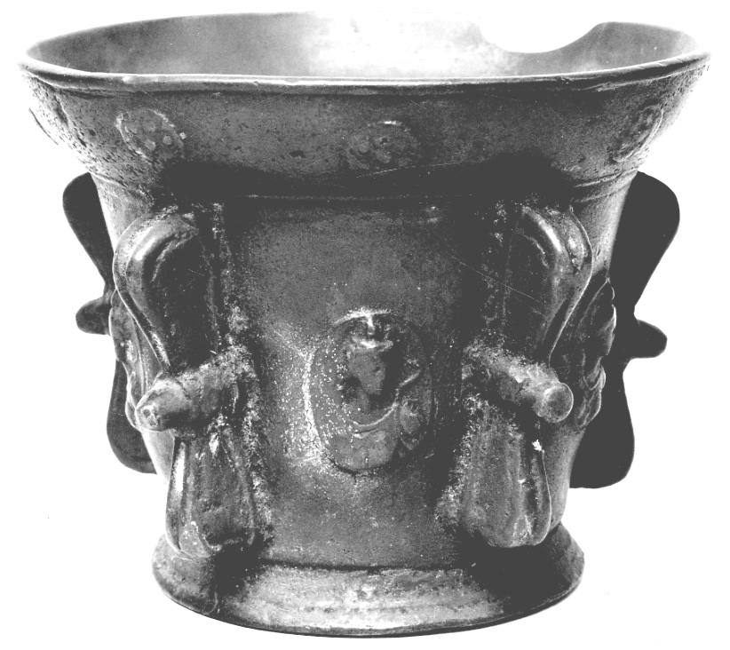 mortaio, opera isolata - bottega francese (seconda metà, prima metà sec. XVI, sec. XVII)