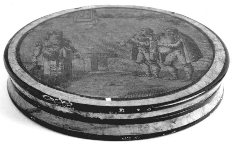 scena di genere (tabacchiera, opera isolata) - ambito italiano (seconda metà sec. XIX)