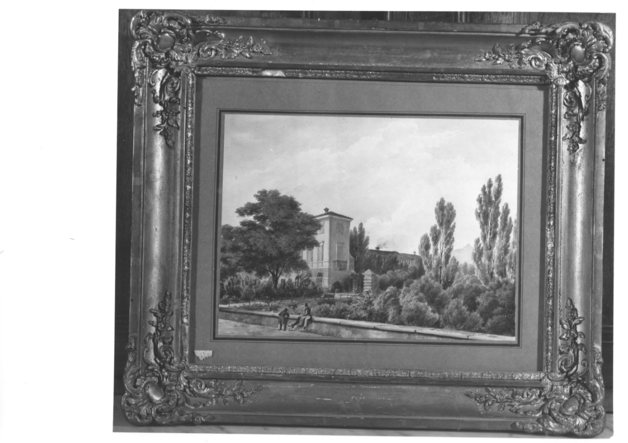 veduta di villa di Bene Vagienna (dipinto, opera isolata) di Gonin Enrico (metà sec. XIX)