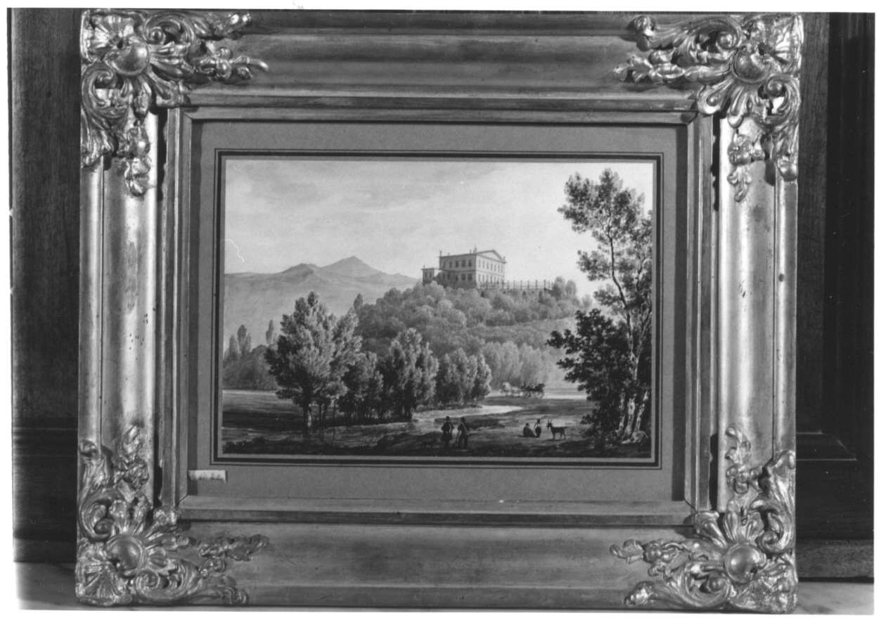 veduta di Villa Luserna di Rorà di Bibiana (dipinto, opera isolata) di Gonin Enrico (secondo quarto sec. XIX)