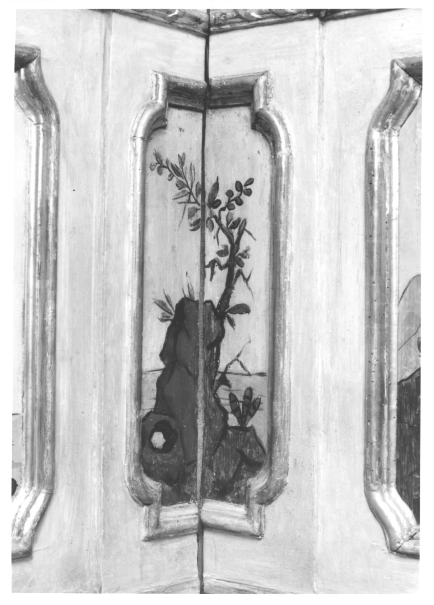 volatili e animali con vegetazione orientaleggiante (dipinto, elemento d'insieme) di Wehrlin Cristiano (terzo quarto sec. XVIII)