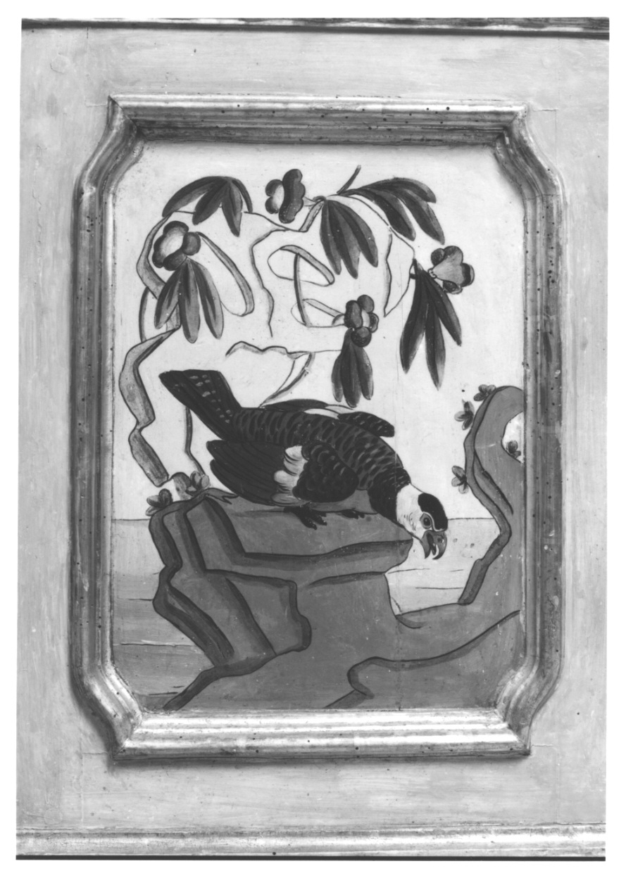 volatili e animali con vegetazione orientaleggiante (dipinto, elemento d'insieme) di Wehrlin Cristiano (terzo quarto sec. XVIII)