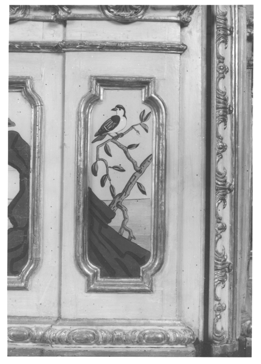 volatili e animali con vegetazione orientaleggiante (dipinto, elemento d'insieme) di Wehrlin Cristiano (terzo quarto sec. XVIII)