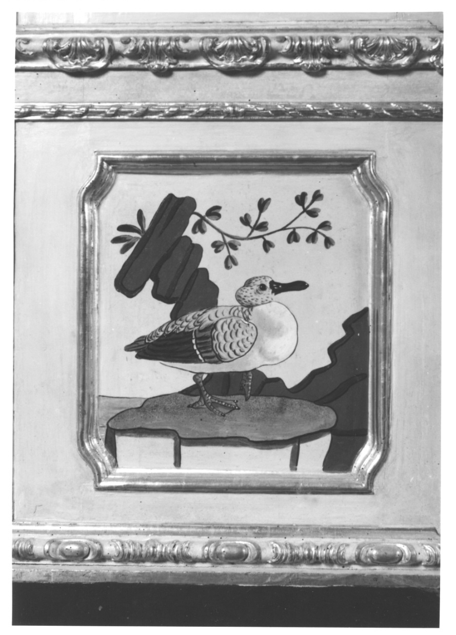 volatili e animali con vegetazione orientaleggiante (dipinto, elemento d'insieme) di Wehrlin Cristiano (terzo quarto sec. XVIII)