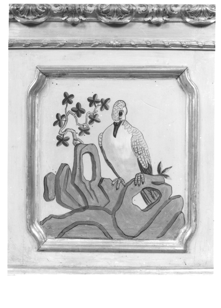 volatili e animali con vegetazione orientaleggiante (dipinto, elemento d'insieme) di Wehrlin Cristiano (terzo quarto sec. XVIII)