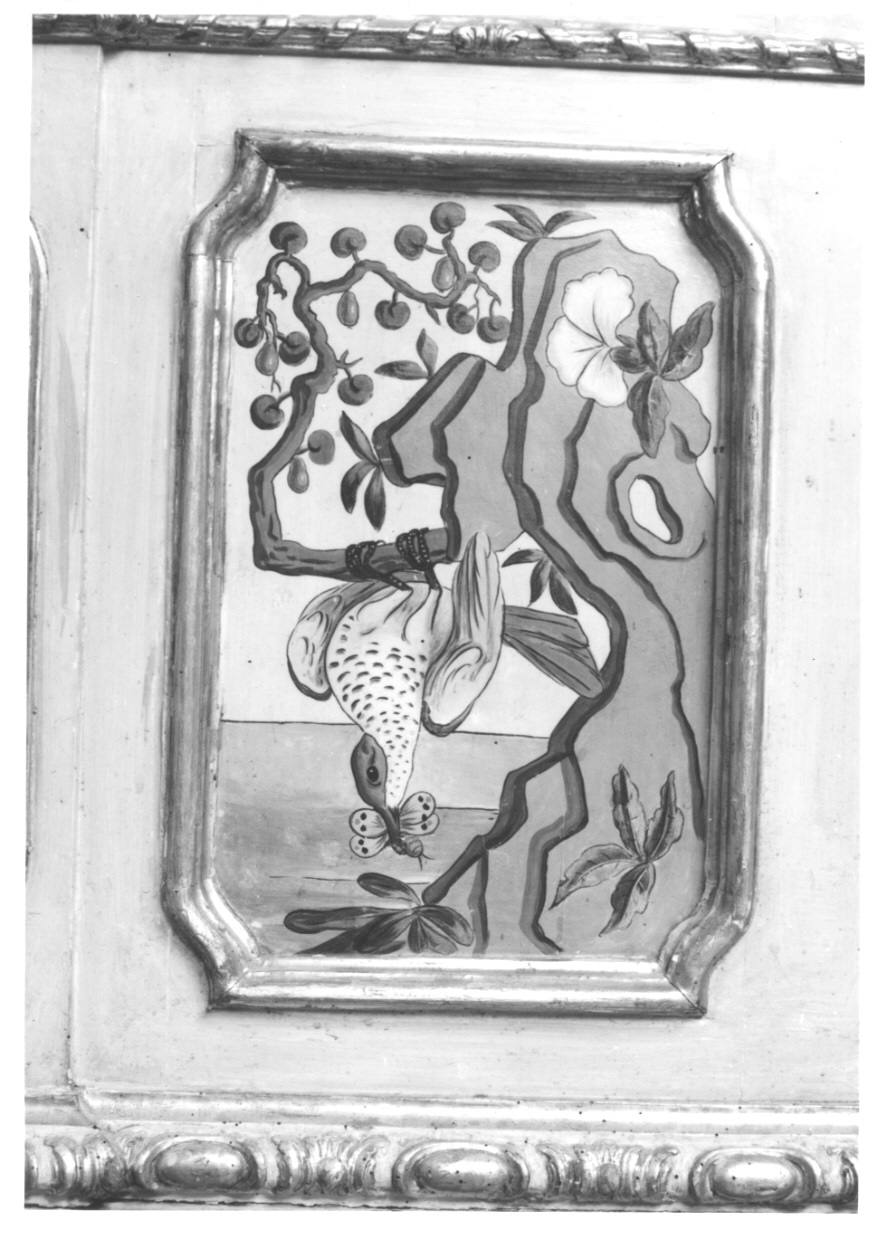 volatili e animali con vegetazione orientaleggiante (dipinto, elemento d'insieme) di Wehrlin Cristiano (terzo quarto sec. XVIII)