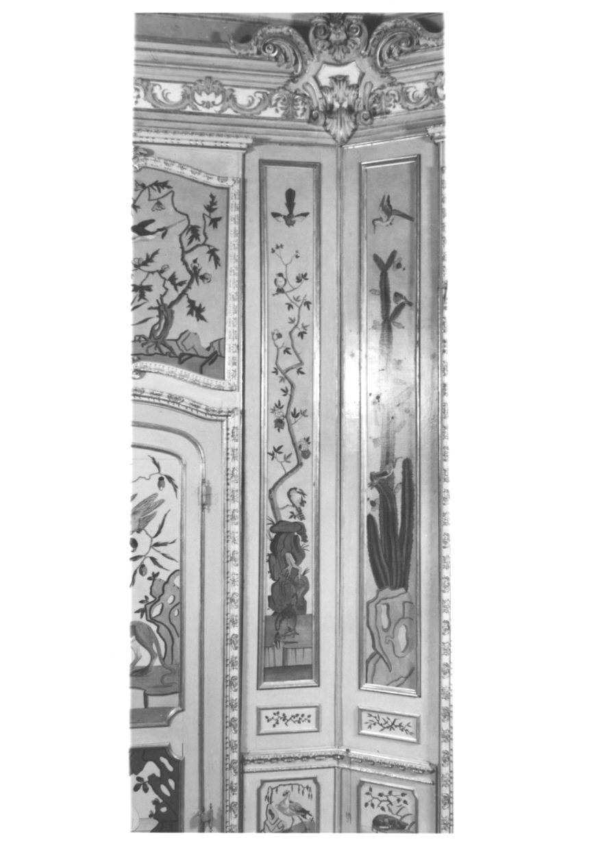 volatili e animali con vegetazione orientaleggiante (elemento decorativo, elemento d'insieme) di Wehrlin Cristiano (terzo quarto sec. XVIII)
