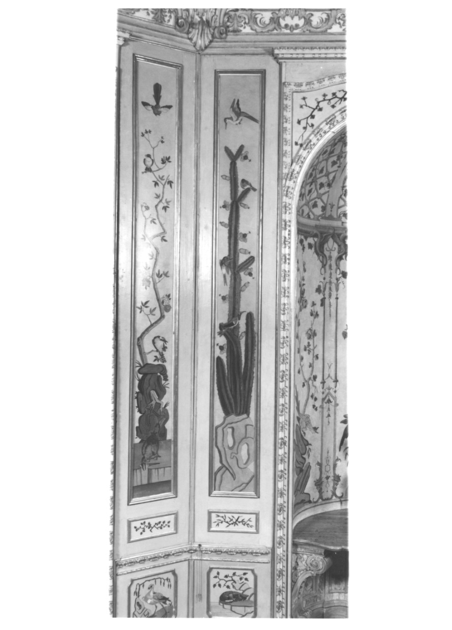 volatili e animali con vegetazione orientaleggiante (elemento decorativo, elemento d'insieme) di Wehrlin Cristiano (terzo quarto sec. XVIII)