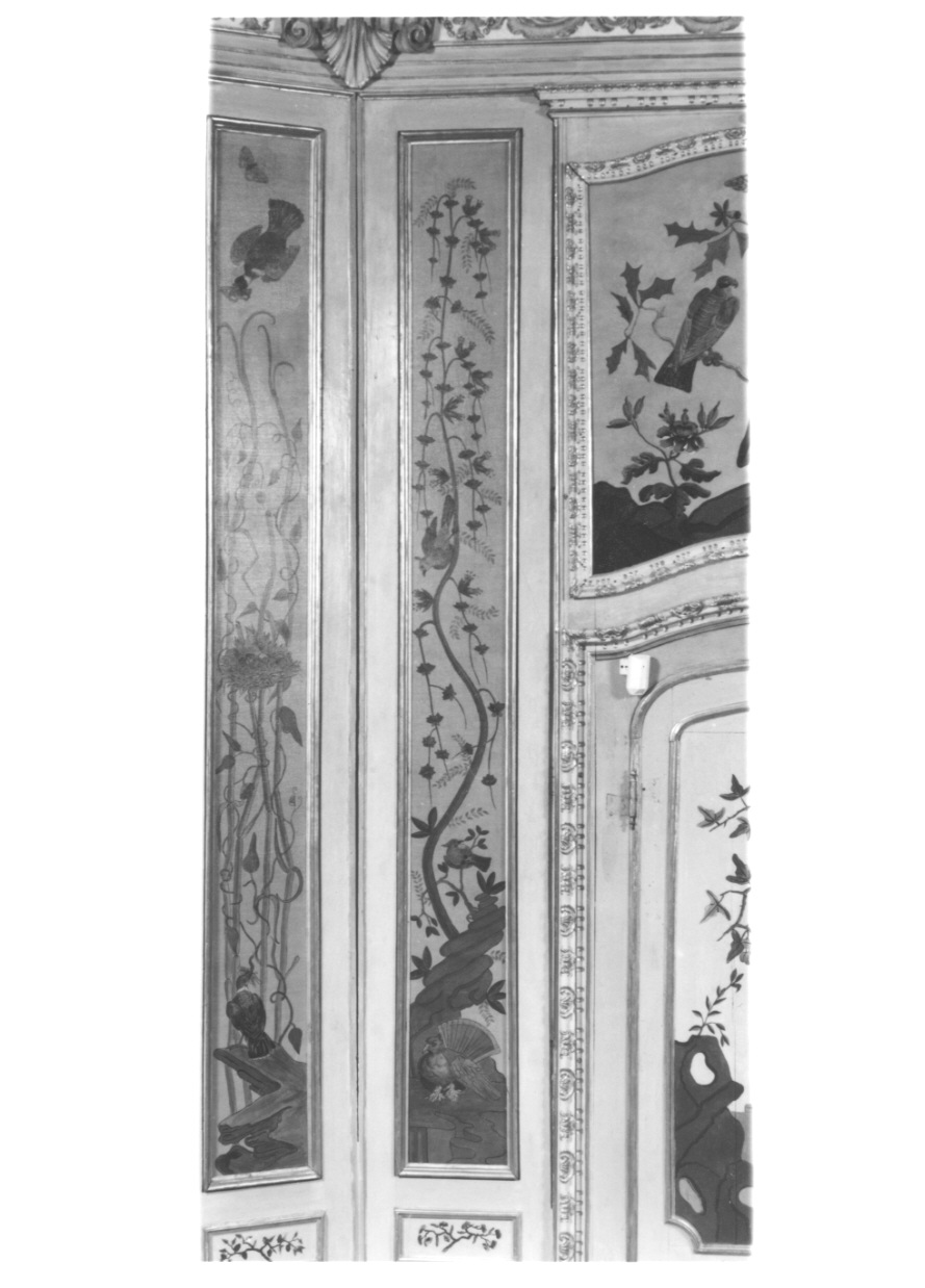 volatili e animali con vegetazione orientaleggiante (elemento decorativo, elemento d'insieme) di Wehrlin Cristiano (terzo quarto sec. XVIII)
