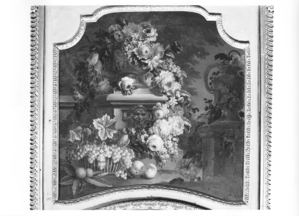 vaso con fiori e frutti (sovrapporta, opera isolata) di Rapous Michele Antonio Giuseppe (terzo quarto sec. XVIII)