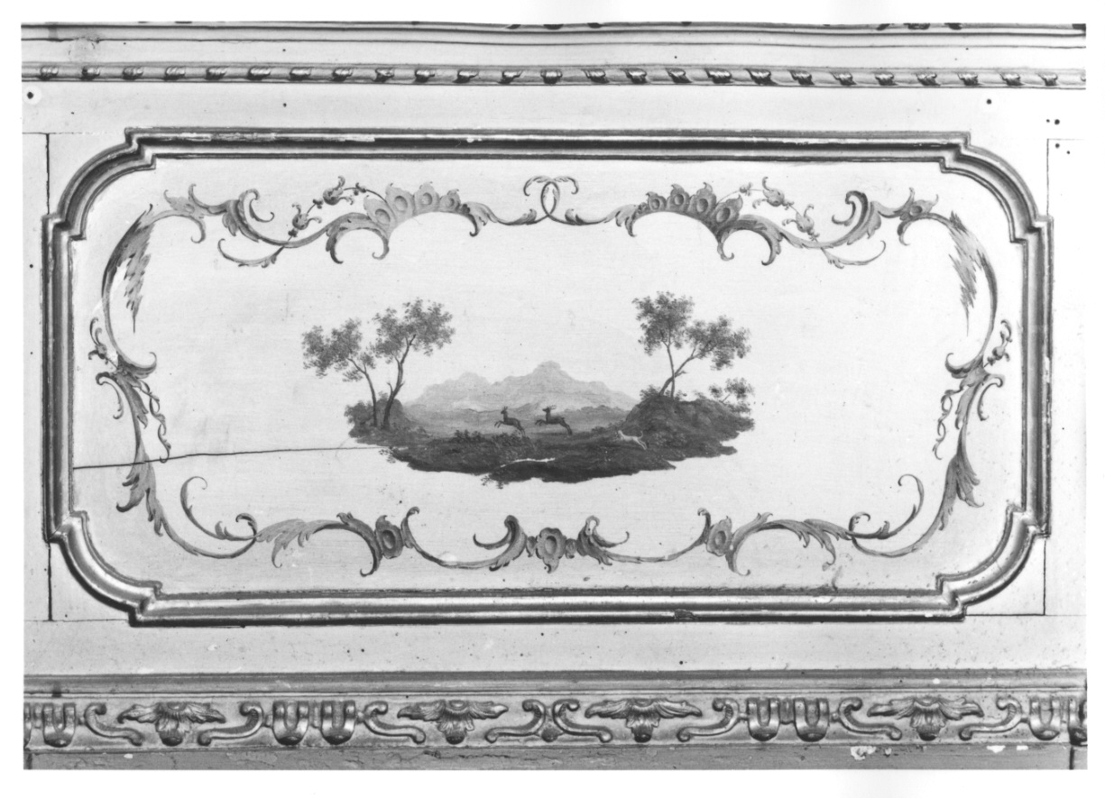 ALBERI CON CERVI (dipinto, elemento d'insieme) di Alberoni Giovanni Battista (terzo quarto sec. XVIII)