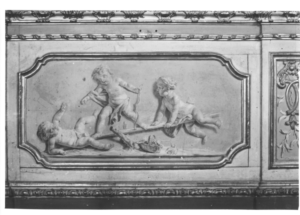 putti che giocano (dipinto, elemento d'insieme) di Rapous Vittorio Amedeo - ambito piemontese (terzo quarto sec. XVIII)