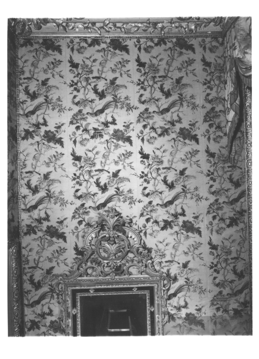 motivi decorativi floreali con uccelli (tappezzeria, elemento d'insieme) - manifattura piemontese (seconda metà sec. XVIII)