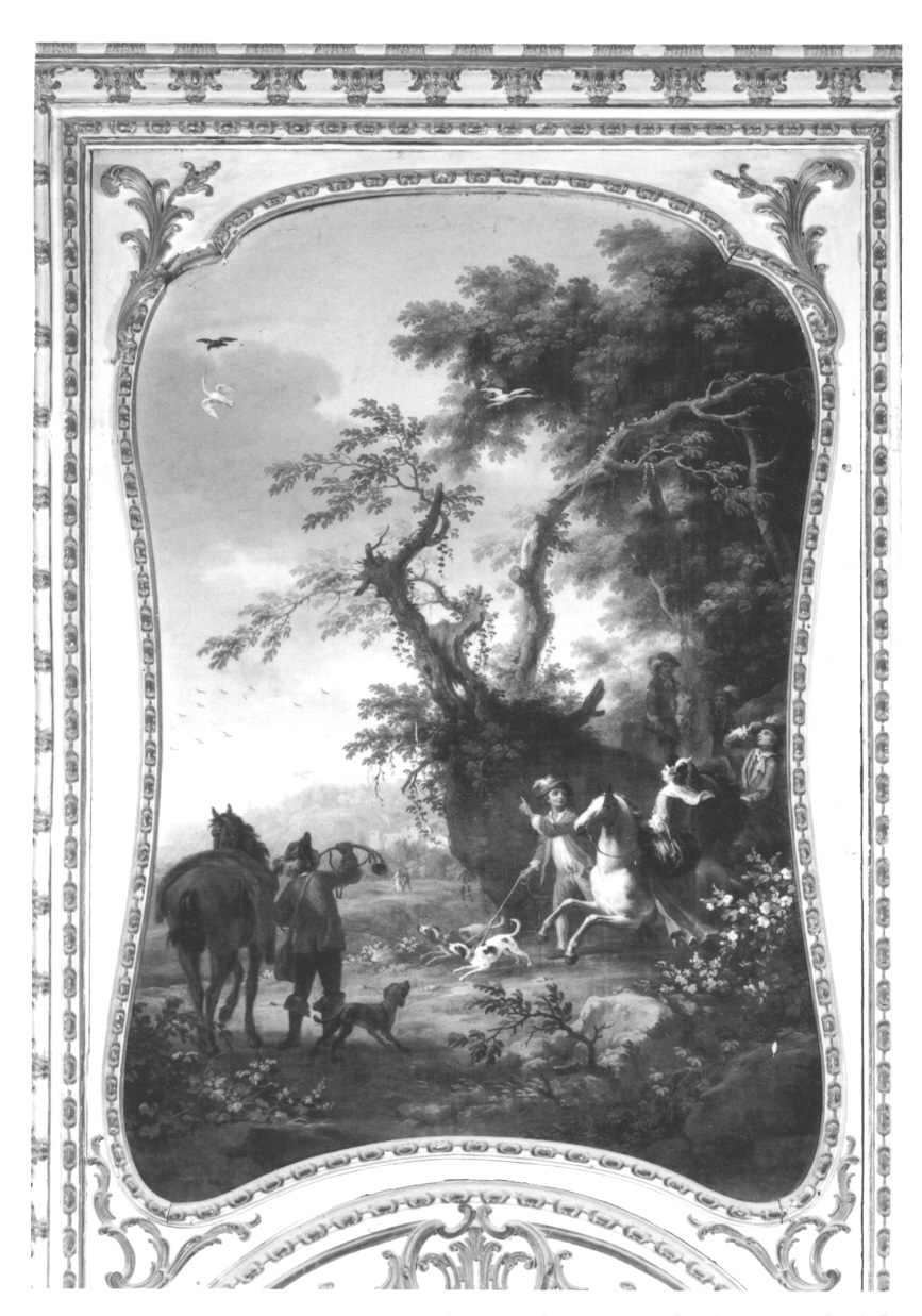 SCENA DI CACCIA (sovrapporta, opera isolata) di Cignaroli Vittorio Amedeo (terzo quarto sec. XVIII)