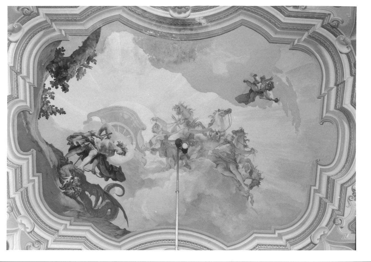 APOLLO UCCIDE PITONE (soffitto dipinto, elemento d'insieme) di Crosato Giovanni Battista, Mengozzi Colonna Girolamo (secondo quarto sec. XVIII)