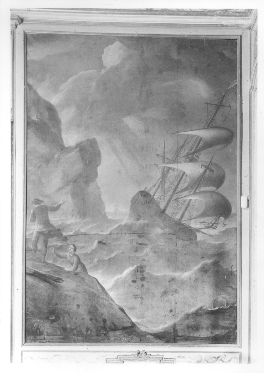 marina con pescatori e barche (dipinto, opera isolata) di Antoniani Francesco (metà sec. XVIII)