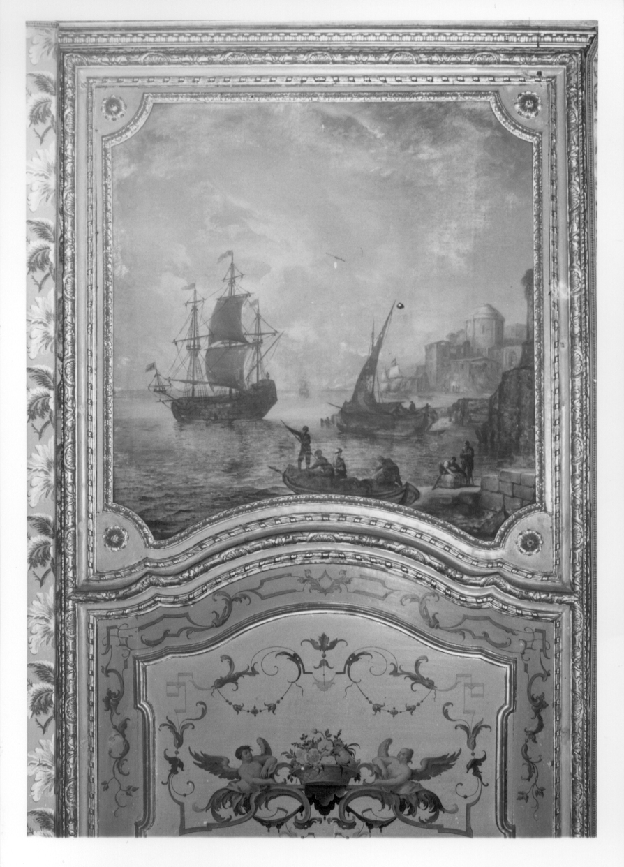 PAESAGGIO MARINO (sovrapporta, opera isolata) di Antoniani Francesco (maniera) (metà sec. XVIII)