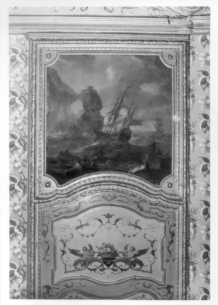 PAESAGGIO MARINO (sovrapporta, opera isolata) di Antoniani Francesco (maniera) (metà sec. XVIII)