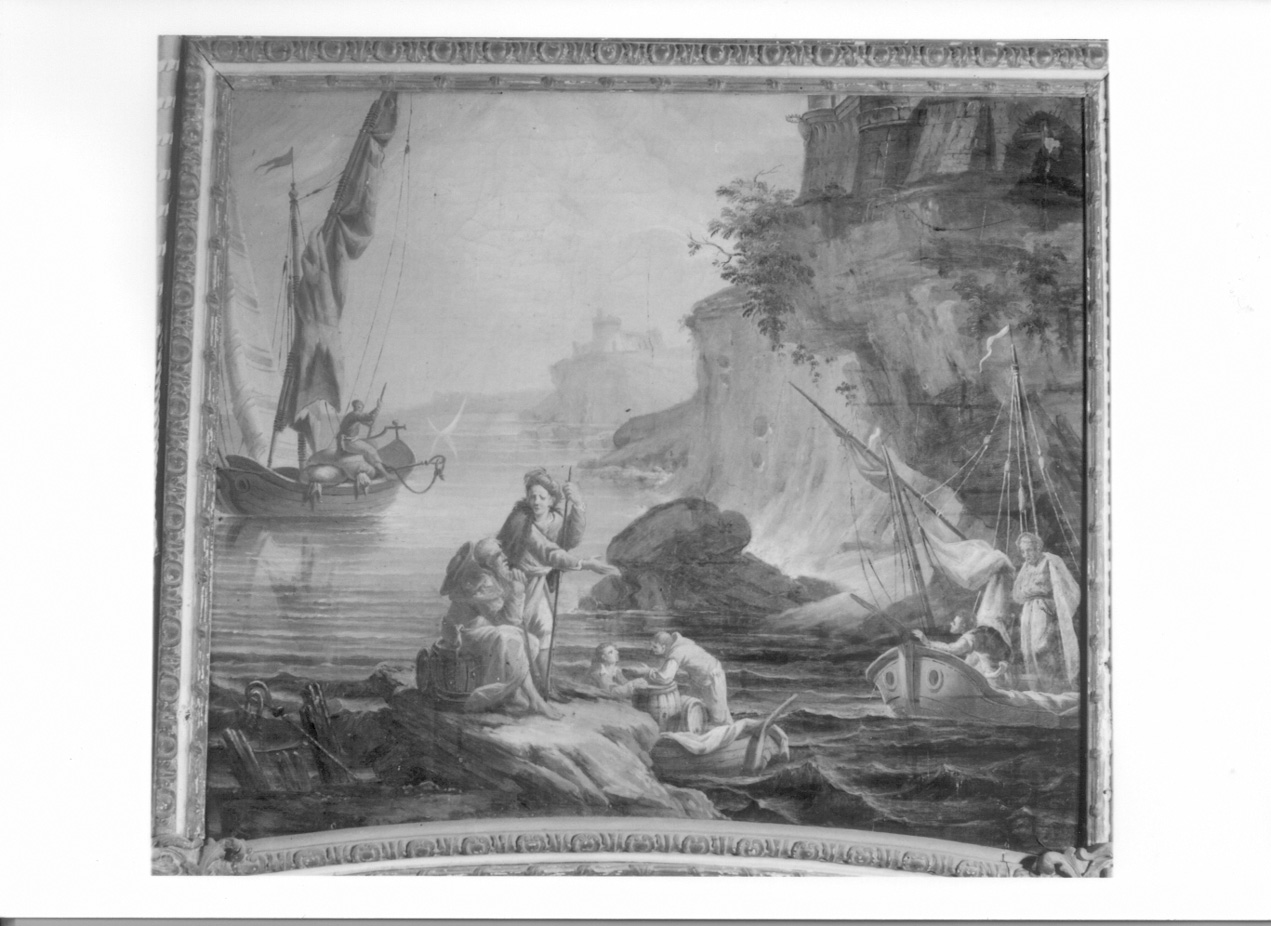 PAESAGGIO MARINO (sovrapporta, opera isolata) di Antoniani Francesco (maniera) (metà sec. XVIII)