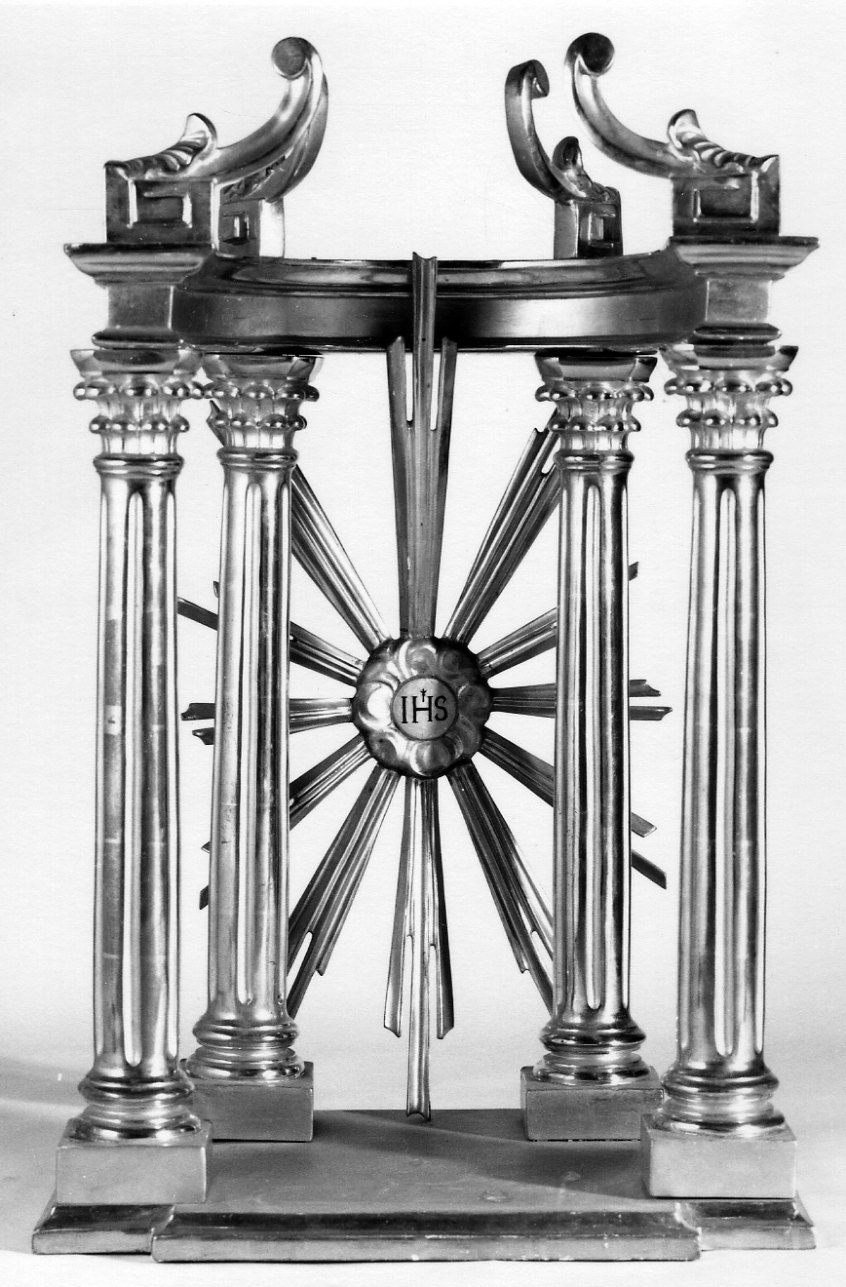 monogramma cristologico (tronetto per esposizione eucaristica - a tempietto, opera isolata) - ambito piemontese (prima metà sec. XX)