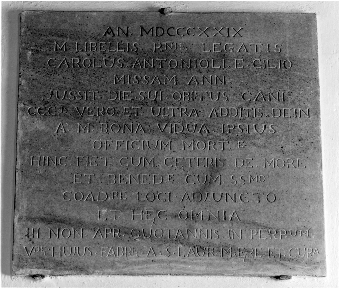 lapide commemorativa, opera isolata - bottega della Valsesia (secondo quarto sec. XIX)