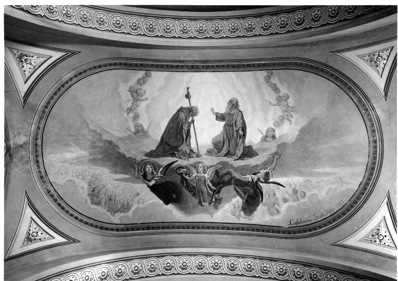 gloria di San Giacomo Maggiore e San Filippo (dipinto, complesso decorativo) di Guglielmino Luigi (primo quarto sec. XX)